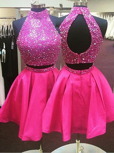 short prom dress,hot pink prom dress ...